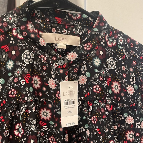 Loft Floral Button Blouse Top - Picture 2 of 6